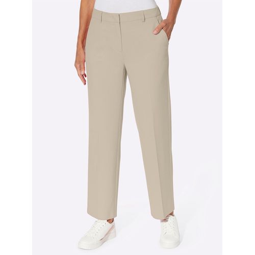 Bügelfaltenhose INSPIRATIONEN, Damen, Gr. 52, Normalgrößen, beige (sand), 63% Polyester, 34% Viskose, 3% Elasthan, unifarben, lang, Hosen