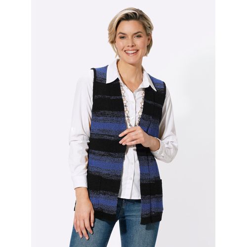 Strickweste CLASSIC BASICS, Damen, Gr. 38, blau (royalblau, schwarz, geringelt), 77% Polyacryl, 23% Polyester, gemustert, gestreift, Westen