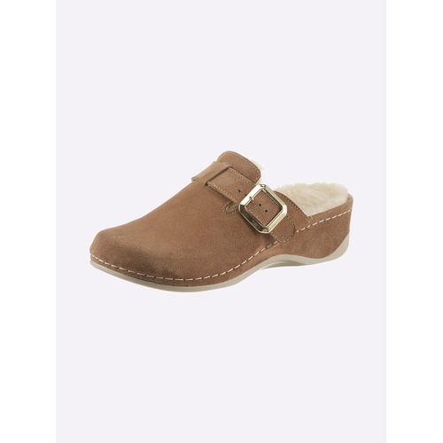 Pantoffel MUBB Gr. 37, braun (cognac) Damen Schuhe Hausschuh Pantoffeln