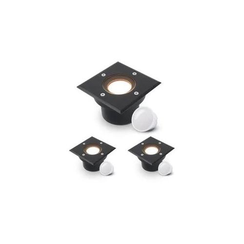 LED Bodeneinbaustrahler Schwarz FLACH eckig 230V IP67 - Leuchtmittel: 5W 2700K D...