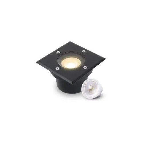 LED Bodeneinbaustrahler Schwarz FLACH eckig 230V IP67 - Leuchtmittel: 5W 2700K D...