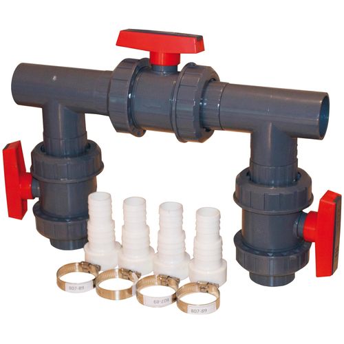 Bypass-Set KWAD "Bypass Kit D50" Absperrventile schwarz für Wärmepumpen oder Salzanlagen