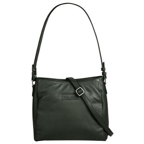 Shopper BRUNO BANANI, Damen, Gr. B/H/T: 27cm x 25cm x 10cm onesize, grün (oliv), Leder, unifarben, leicht glänzend, Taschen, echt Leder