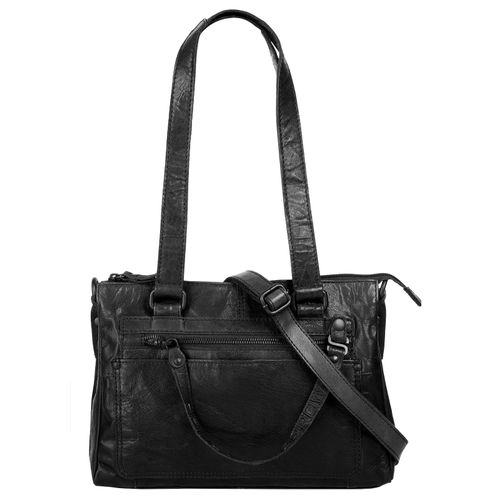 Shopper SPIKES & SPARROW, Damen, Gr. B/H/T: 28cm x 23cm x 5cm onesize, schwarz, Leder, unifarben, leicht glänzend, Taschen, echt Leder