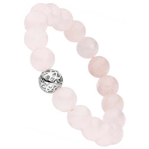 Armband JOBO, rosa, Armbänder, Damen, Silikon, mit Rosenquarz und 925 Silber