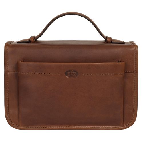 Kulturbeutel PIKÉ, Gr. B/H/T: 24cm x 15cm x 10cm onesize, braun, Leder, leicht glänzend, unifarben, Taschen Kulturbeutel, echt Leder
