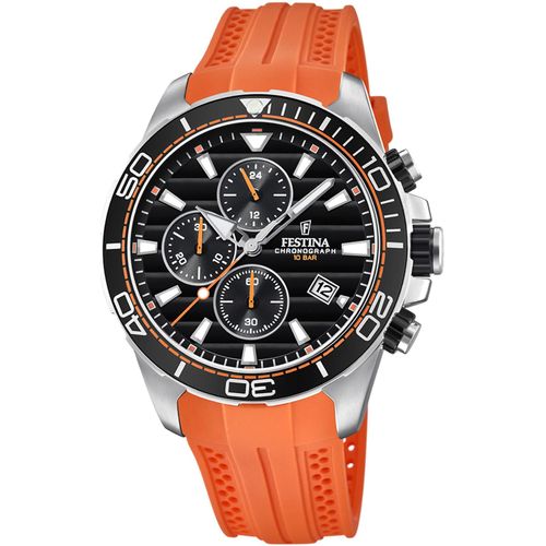 Chronograph FESTINA Armbanduhren orange Herren Quarzuhr, Armbanduhr, Herrenuhr, analog, Tag, Stoppfunktion