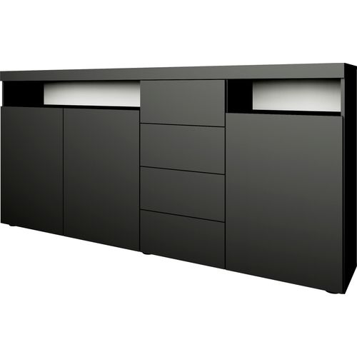 Highboard BORCHARDT MÖBEL "Kapstadt" Sideboards Gr. B/H/T: 200cm x 93cm x 35cm, 4 St., schwarz (schwarz matt) Breite 200 cm