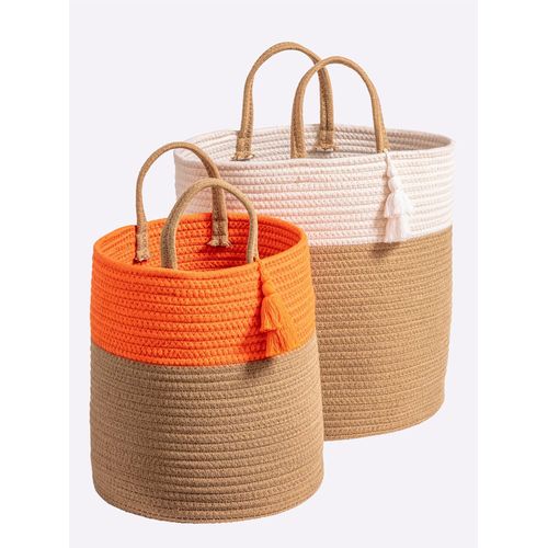 Aufbewahrungskorb HEINE HOME Aufbewahrungsboxen Gr. B/H/T: 35 + 29cm x 48 + 40cm x 35 + 29cm, bunt (natur-bunt)