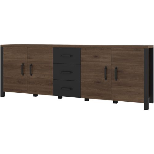 Sideboard HOME AFFAIRE "Olin" Sideboards Gr. B/H/T: 220cm x 79cm x 48cm, nussbaum okapi/nussbaum okapi-schwarz matt, 3 St., braun (nussbaum okapi, nussbaum schwarz matt) Breite 220cm