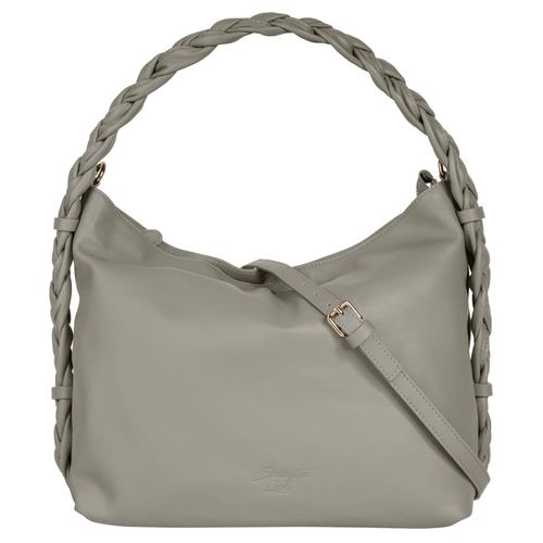 Umhängetasche SAMANTHA LOOK, Damen, Gr. B/H/T: 35cm x 27cm x 11cm onesize, grau, Leder, clean, Taschen, echt Leder, Made in Italy