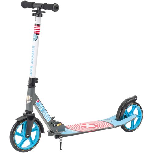 Cityroller STAR-SCOOTER, blau (blau, grau), ScooterB:33cm L:98cm, mit abgesenktem XXL Trittbrett, B:33cm L:98cm