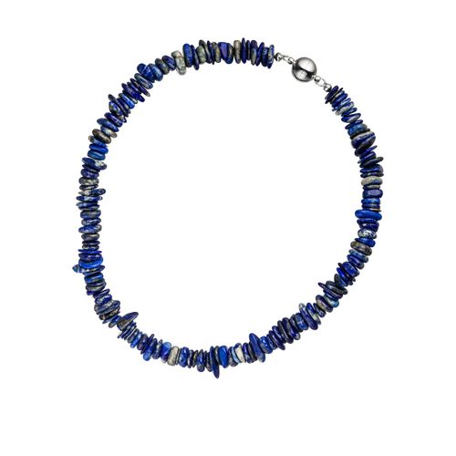 Kette ohne Anhänger JOBO, blau, Halsketten, Damen, Metall, L: 44cm, mit Lapislazuli 44 cm