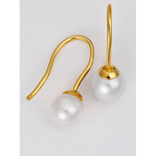 Paar Ohrhaken LADY, silber (silber vergoldet 925), Ohrringe, Damen, Perle ct, Silber 925 (Sterlingsilber)
