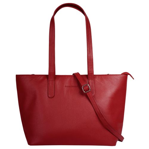 Shopper BRUNO BANANI, Damen, Gr. B/H/T: 30cm x 25cm x 14cm onesize, rot, Leder, unifarben, leicht glänzend, Taschen, echt Leder