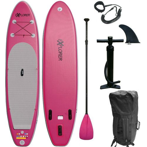 SUP-Board EXPLORER "EXPLORER 320" Wassersportboards Gr. 320x76x15cm 320cm, pink (pink, grau)