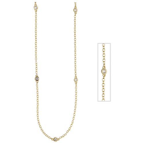 Collier JOBO, gold (goldfarben), Halsketten, Damen, Silber 925 (Sterlingsilber), L: 47cm, 925 Silber vergoldet mit Zirkonia 47 cm