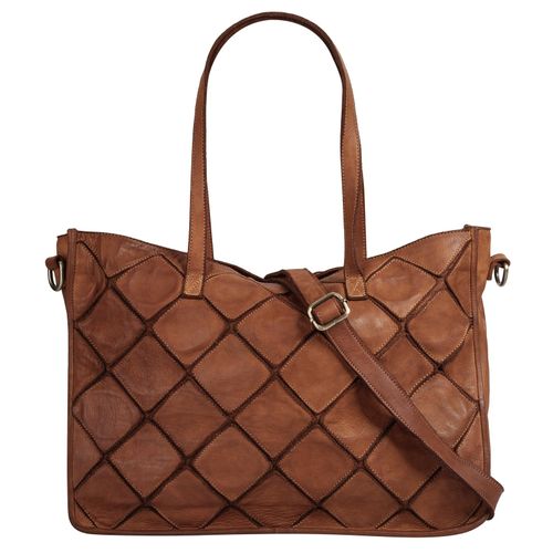Shopper SAMANTHA LOOK, Damen, Gr. B/H/T: 40cm x 28cm x 10cm onesize, braun (cognac), Leder, Taschen, echt Leder, Made in Italy