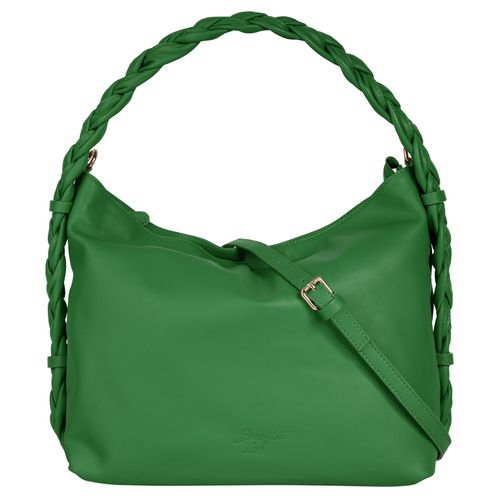 Umhängetasche SAMANTHA LOOK, Damen, Gr. B/H/T: 35cm x 27cm x 11cm onesize, grün, Leder, clean, Taschen, echt Leder, Made in Italy