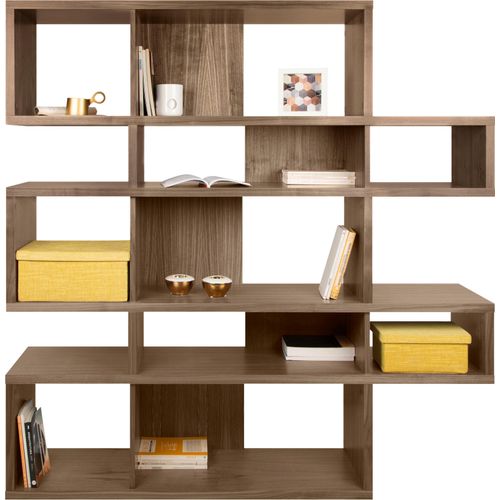 Raumteilerregal TEMAHOME, braun (walnussfarben), B:156cm H:160cm T:34cm, MDF, Spanplatte, Furnier, Regale