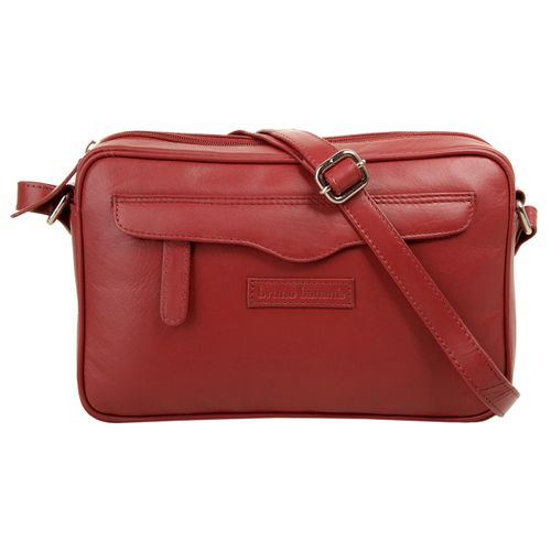 Umhängetasche BRUNO BANANI, Damen, Gr. B/H/T: 25cm x 16cm x 6cm onesize, rot, Leder, unifarben, Taschen, echt Leder