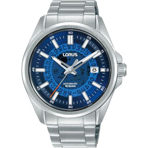 Automatikuhr LORUS Armbanduhren silberfarben (silberfarben, blau) Herren Armbanduhr, Herrenuhr, Datum, Edelstahlarmband