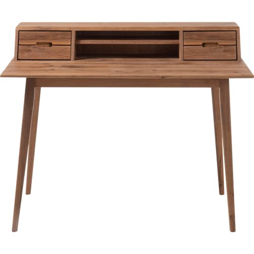 Schreibtisch MCA FURNITURE "Melbourne" Tische Gr. B/H/T: 110cm x 90cm x 58cm, braun (asteiche, asteiche, asteiche) Massivholz Asteiche geölt mit Schubladen, Breite 110 cm