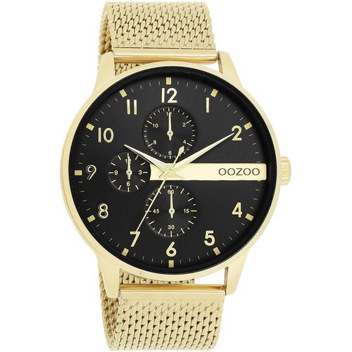 Quarzuhr OOZOO, gold (goldfarben, schwarz), Armbanduhren, Herren, Armbanduhr, Herrenuhr, Chrono-Look, analog, Milanaisearmband