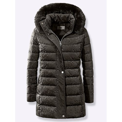 Langjacke MAINPOL, Damen, Gr. 52, grau (graphit), 100% Polyester, Fellimitat:100% Polyester, Wattierung:100% Polyester, unifarben, Langarm, Jacken