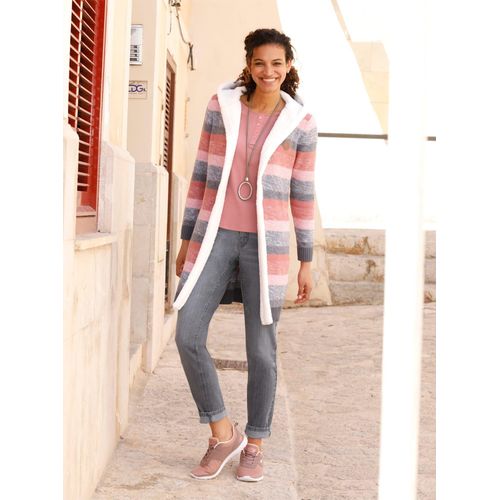 Strickjacke CASUAL LOOKS Gr. 40, rosa (rosenholz-grau-meliert) Damen Strickjacken