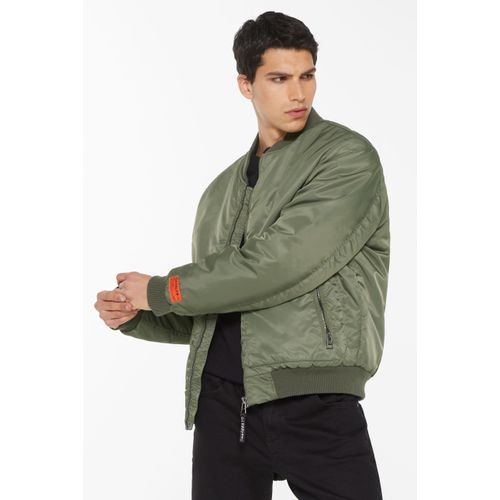 Blouson HARLEM SOUL, Herren, Gr. L, grün (deep khaki), Material: 100% Polyamid, Futter: 100% Polyester, Füllung: 100% Polyester, unifarben, casual, lässig geschnitten normal, Langarm eingesetzt Rippbündchen, Jacken