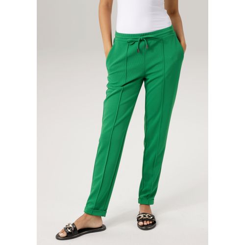 Schlupfhose ANISTON CASUAL, Damen, Gr. 36, N-Gr, grün (smaragd), Jersey, Obermaterial: 95% Polyester, 5% Elasthan, unifarben, Strukturmuster, modisch, figurumspielend lang, Hosen, in strukturierter Jersey-Qualität
