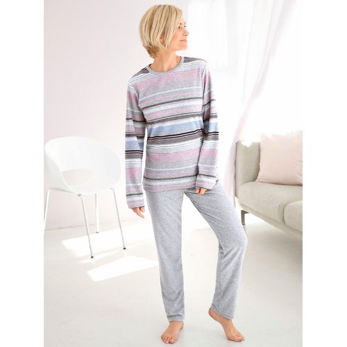 Schlafanzug NORMANN, Damen, Gr. 40/42, grau (grau, meliert), 80% Baumwolle, 20% Polyester, Homewear-Sets