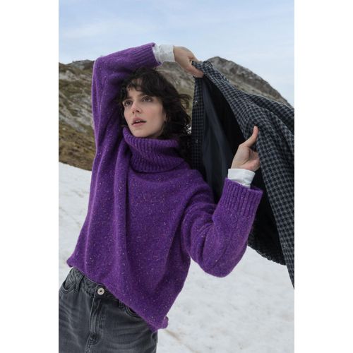 Rollkragenpullover SENSES.THE LABLE, Damen, Gr. M/L, lila, Material: 33% Polyacryl, 30% Alpaka, 17% Polyamid, 11% Wolle, 6% Baumwolle, 2% Polyester, 1% Elasthan, meliert, casual, lässig geschnitten normal, Rundhals, Langarm eingesetzt Rippbündchen, Pullover