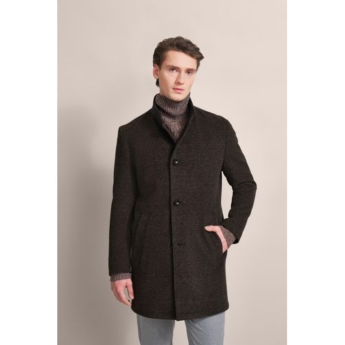 Kurzmantel BUGATTI, Herren, Gr. 48, braun (cognac), 46% Polyester, 36% Wolle, 9% Baumwolle, 6% Viskose, 3% sonstige Faser, unifarben, casual, slim fit, Langarm normaler Saum, Mäntel, mit Stretchfunktion