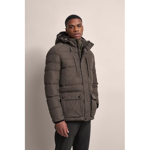 Langjacke BUGATTI, Herren, Gr. 50, grün (oliv), 100% Polyester, unifarben, casual, regular fit, Langarm normaler Saum, Jacken, mit abtrennbarer Kapuze