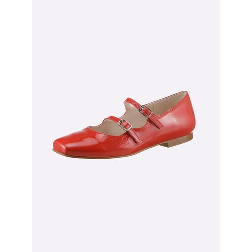 Ballerina HEINE, Damen, Gr. 36, rot, Leder, Lackleder, Lackleder, modisch, Schuhe