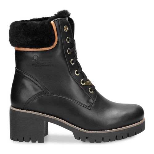 Winterstiefelette PANAMA JACK, Damen, Gr. 40, schwarz, Nappaleder, klassisch, Schuhe Schnürstiefelette Winterstiefelette, mit kuscheligem Lammfell Futter