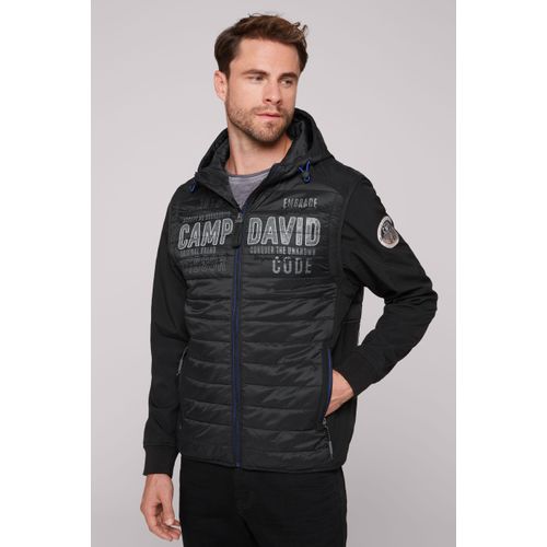 Outdoorjacke CAMP DAVID Gr. M, schwarz (schwarz, schwarz) Herren Jacken mit Kapuze