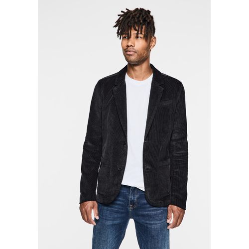 Cordjacke STREET ONE MEN, Herren, Gr. L (42), grau (graphite grau), Web, 100% Baumwolle, unifarben, casual, normal normal, V-Ausschnitt, Langarm normaler Saum, Jacken, mit Reverskragen