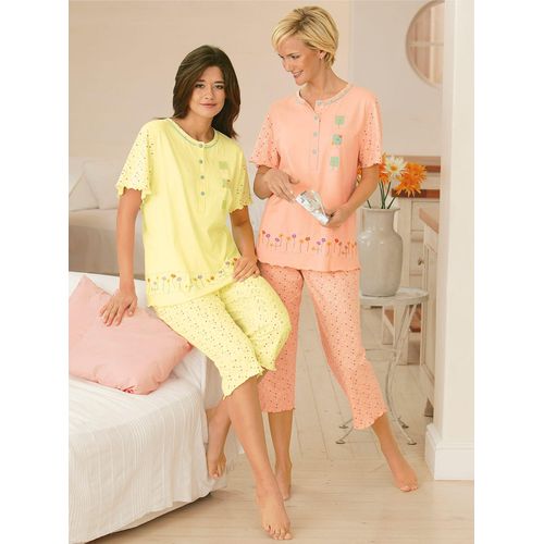 Schlafanzug COMTESSA Gr. 40/42, bunt (apricot, gelb) Damen Homewear-Sets