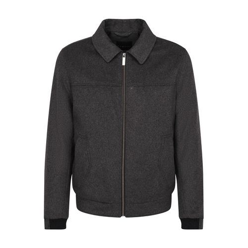 Blouson BUGATTI, Herren, Gr. 56, grau (dunkelgrau), 60% Wolle, 35% Polyester, 5% sonstige Faser, unifarben, regular fit, Langarm Bündchen, Jacken, aus feinem Woll-Mix