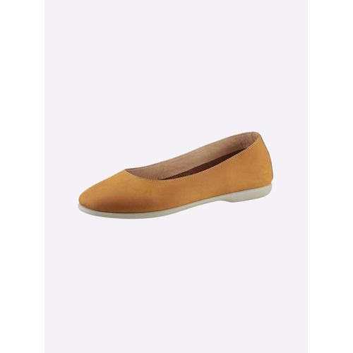 Ballerina HEINE, Damen, Gr. 36, braun (camel), Leder, Nubukleder, Nubukleder, modisch, Schuhe