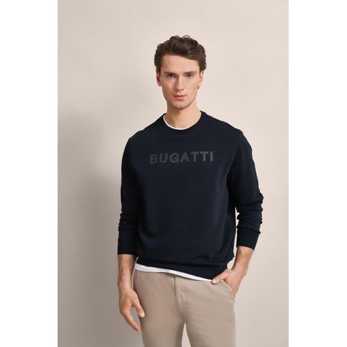 Sweatshirt BUGATTI Gr. L, blau (marine) Herren Sweatshirts mit 3-D-Print