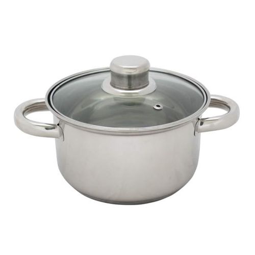 Kochtopf Edelstahl mit Glasdeckel 1 L 14 cm Topf Kochen