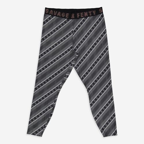 Dunkelgrau-schwarz gemusterte Leggings mit Logobund