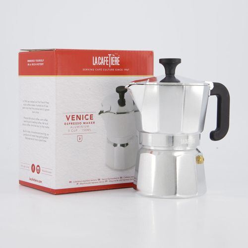 Silberfarbene Venice Espressomaschine 15x8cm