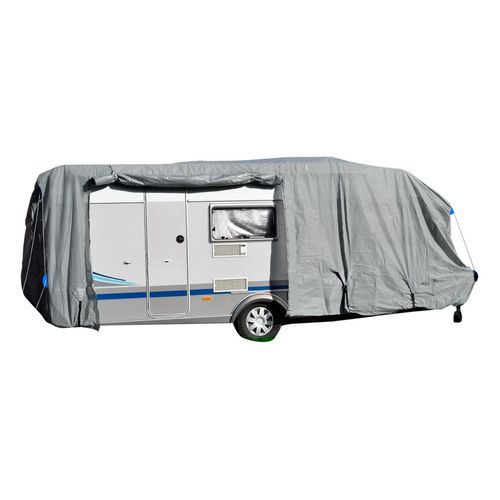 GreenYard® Wohnwagen Abdeckplane mit Reflektoren Größe M 550 x 250 x 220 cm