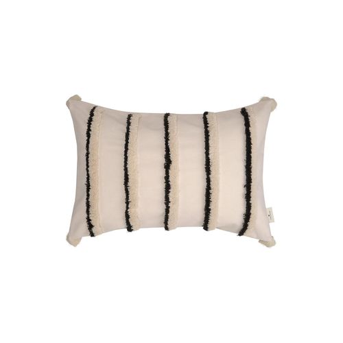 TOM TAILOR Unisex Kissenhülle mit Fransen, beige, Gr. 40/60