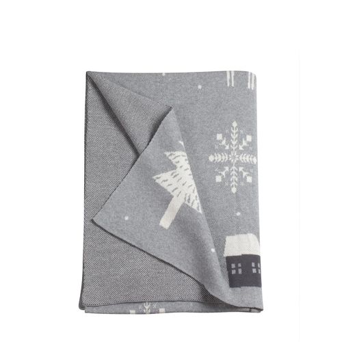 TOM TAILOR Unisex Plaid mit Wintermotiv, grau, Gr. 130/70